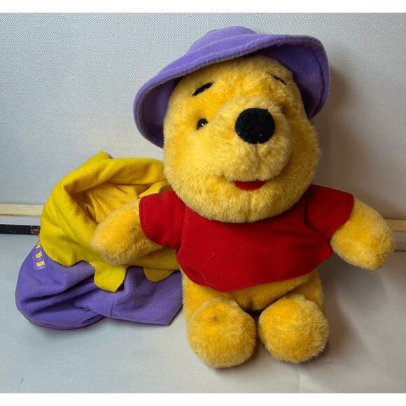 Vintage Mattel 1997 Winnie the Pooh Hunny Honey Pot With Backpack 11" Plush - Picture 1 of 11